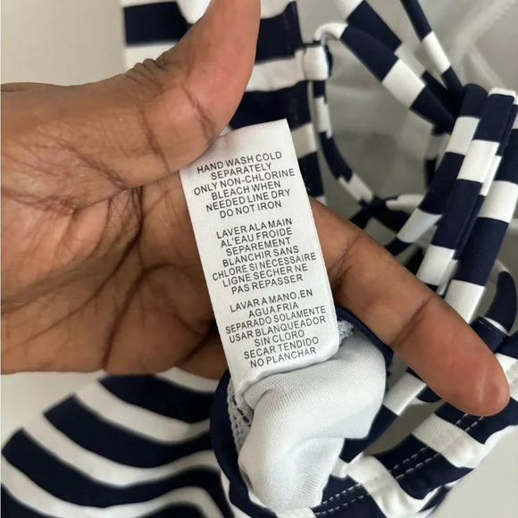 Tommy bahama Brenton Lace-Up Back Stripe One Piece Swimsuit blue/white size 6 - Picture 5 of 6